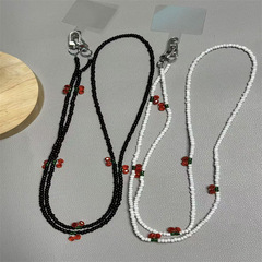 手機掛繩長款手工編織串珠櫻桃掛件包包女款