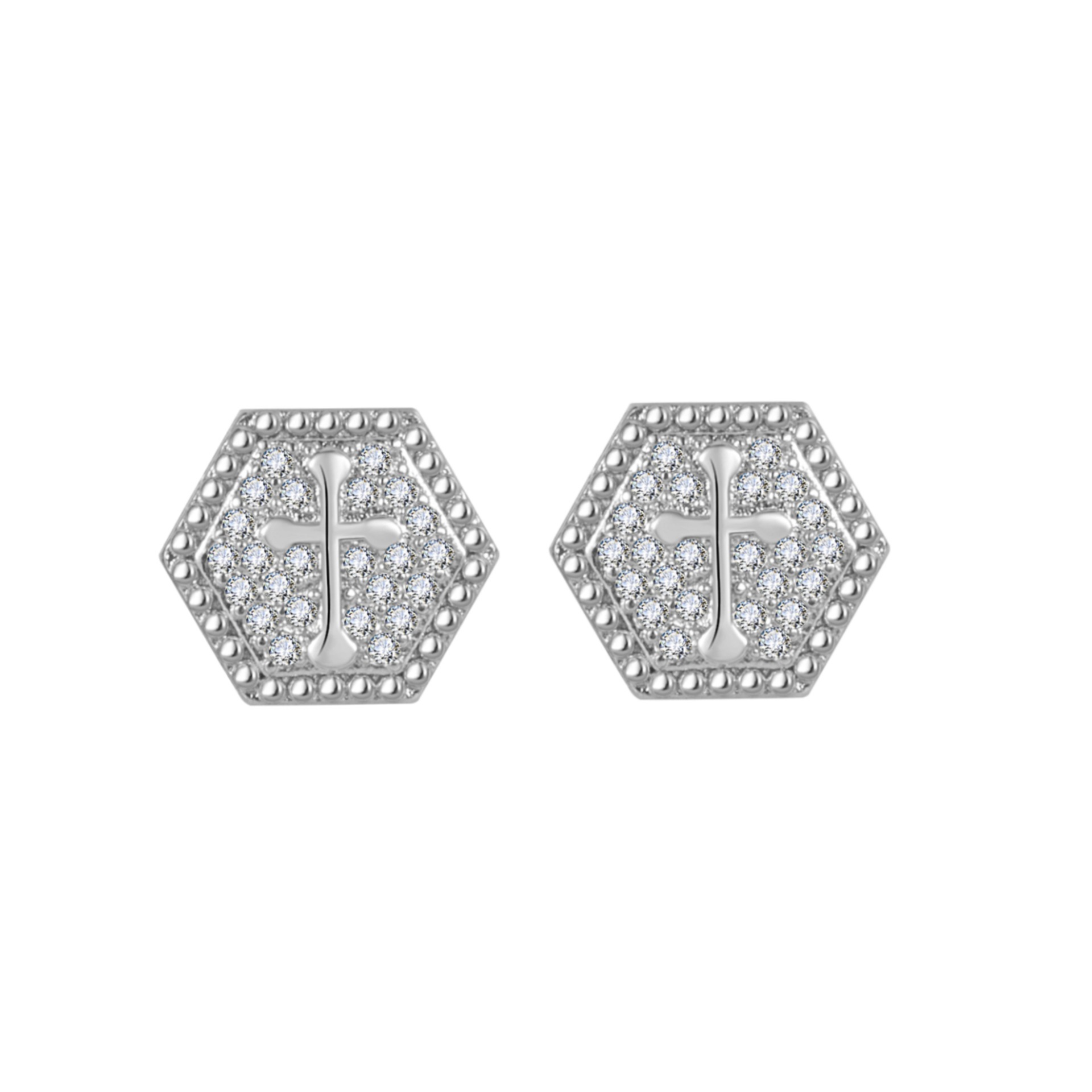 Square earrings hip-hop style with zircon