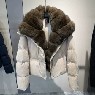 2026冬季新款大狐狸毛领短款羽绒服女鹅绒轻奢潮流设计感皮草外套