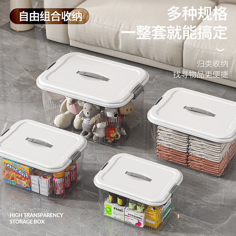 Transparent storage box household car medicine box stall clothes toy snack storage box plastic basket waterproof storage box