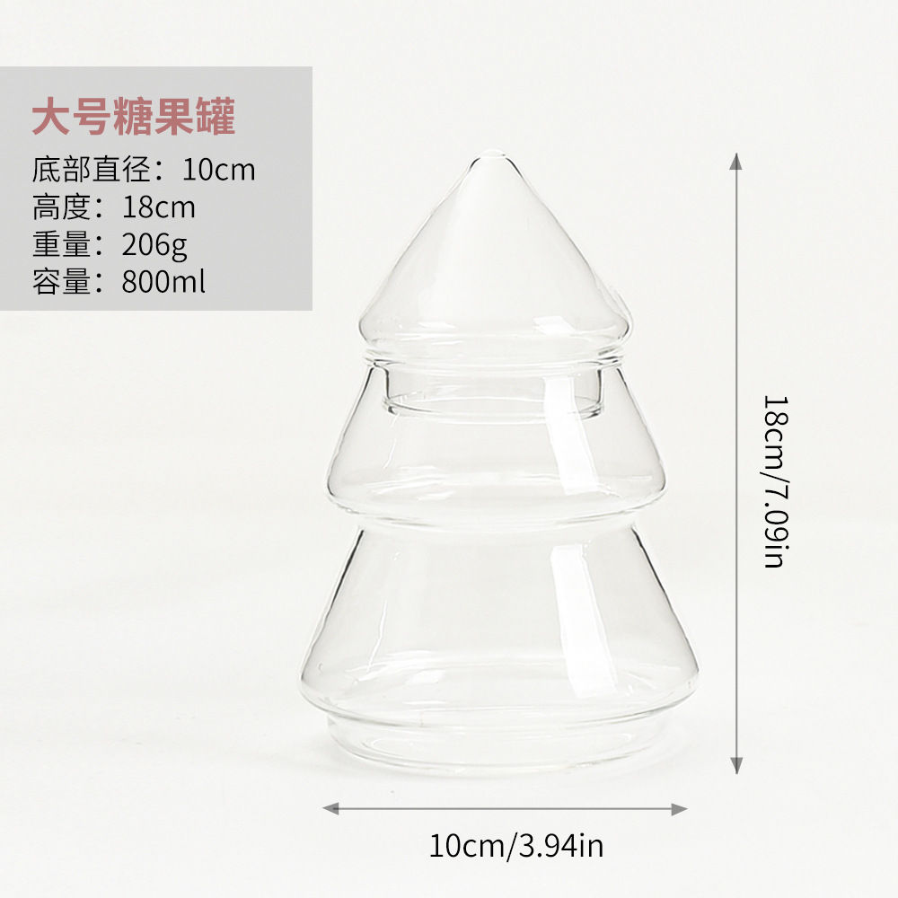 Tarro de almacenamiento de árbol de Navidad de vidrio creativo Tarro de dulces con tapa Decoración de almacenamiento de estilo europeo Decoración del hogar Decoración de mesa de postre suave