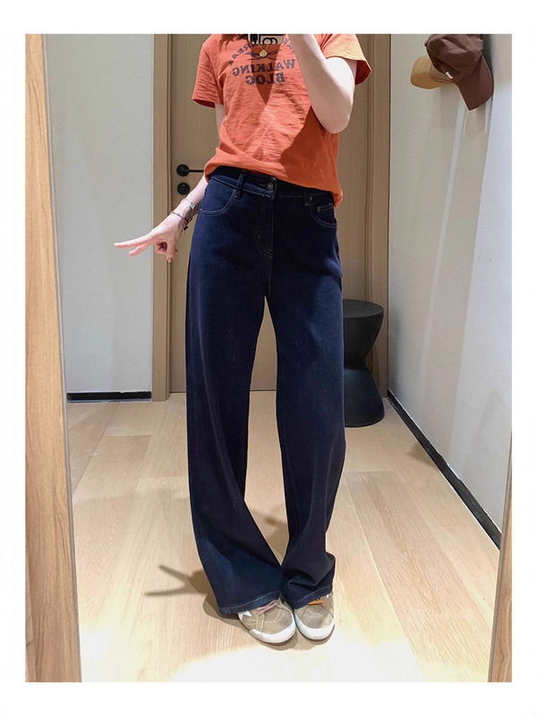 大叮自制早秋R标原牛！天丝棉wan向弹明线阔腿裤复古松弛牛仔裤女|undefined