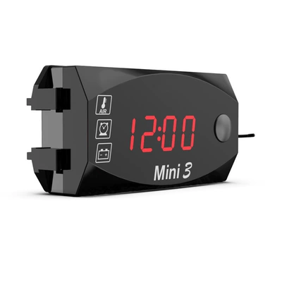 Motorcycle Voltmeter Three-In-One Digital Meter Led Display Voltage Time Temperature Motorcycle Modified Digital Display Meter (automobile instrument) - red-light