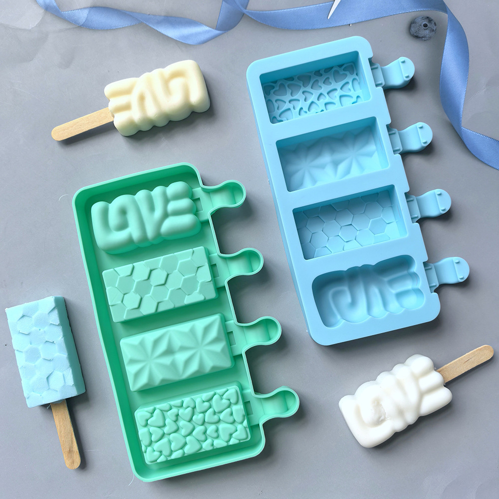 4 líneas de amor 269 helado de cristal helado silicona molde de postre hielo barras de hielo para hacer suministros de fiesta de verano