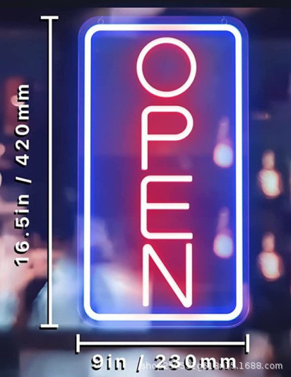 OPEN 빨간색과 파란색 수직 스타일 23X42