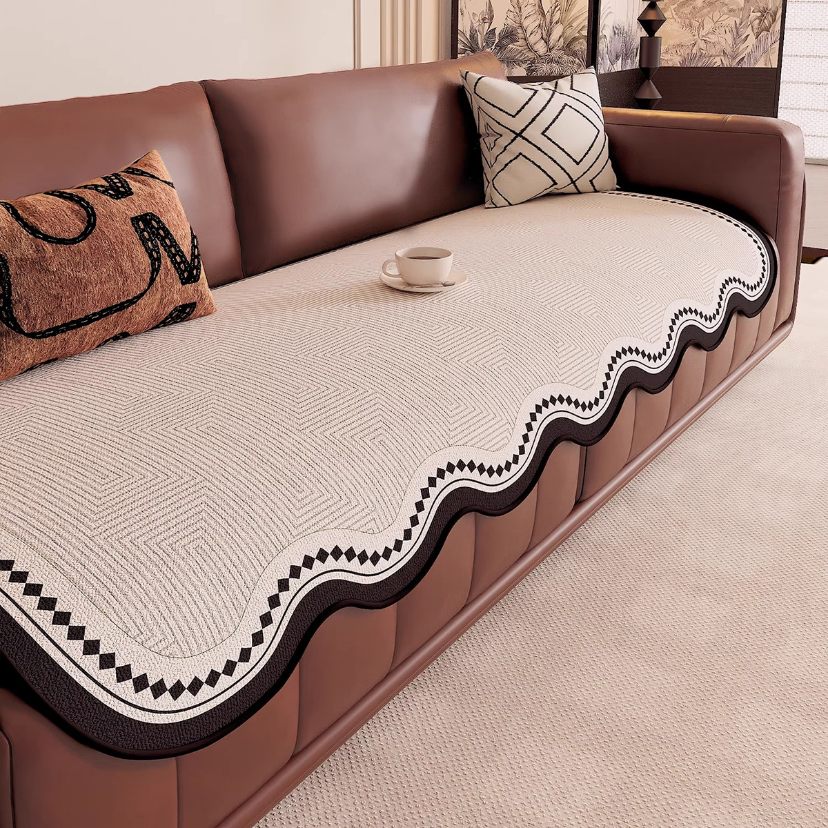 Cojín de sofá de forma especial universal Four Seasons en línea de una pieza 2025 nuevo estilo de lujo ligero fijo antideslizante sofá toalla de tela