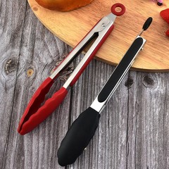 キッチン用品シリコンフードクリップバーベキュー揚げ物ステンレス鋼ステーキクリップ調理用特別な食品パンクリップ