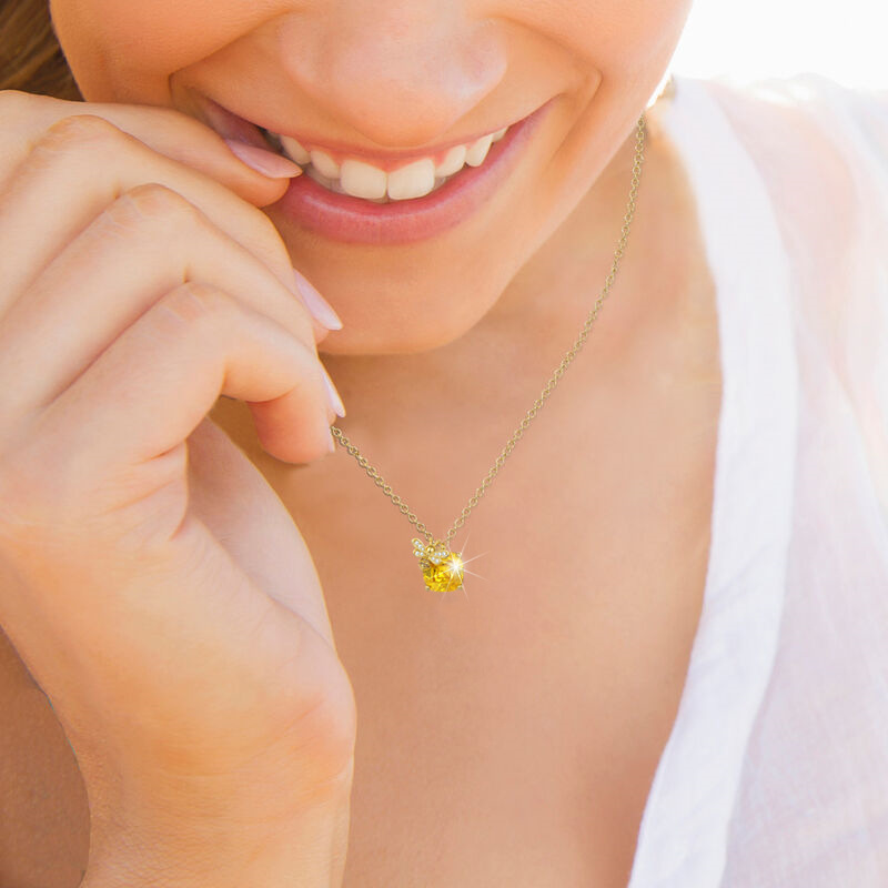 Collana con ciondolo a forma di piccola ape in cristallo giallo scintillante, alla moda e versatile, accessori da donna alla moda_voghion.com