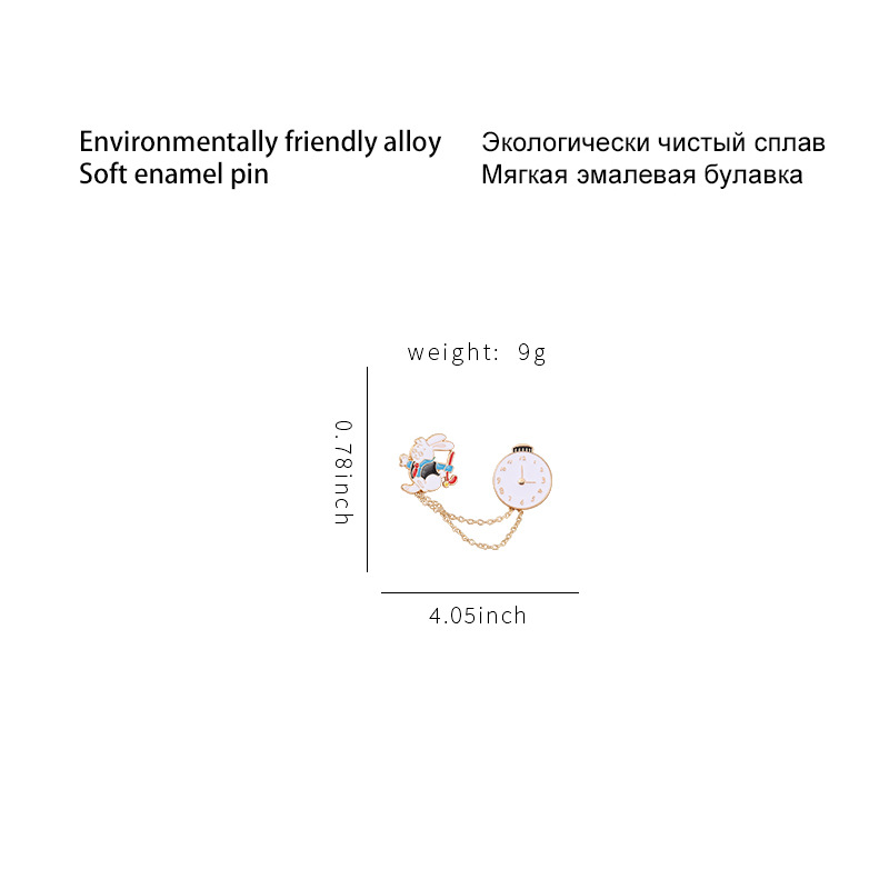Estilo De Dibujos Animados Lindo Pin Conejo Reloj Aleación Barniz De Estufa Unisexo Broches display picture 1
