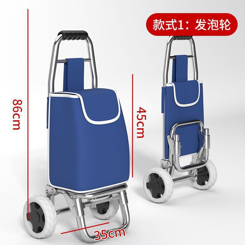 Carrito de compras para personas mayores, carrito de compras, carrito de compras, carrito pequeño, supermercado, remolque de equipaje portátil para el hogar, barra de tracción plegable, empuje manual