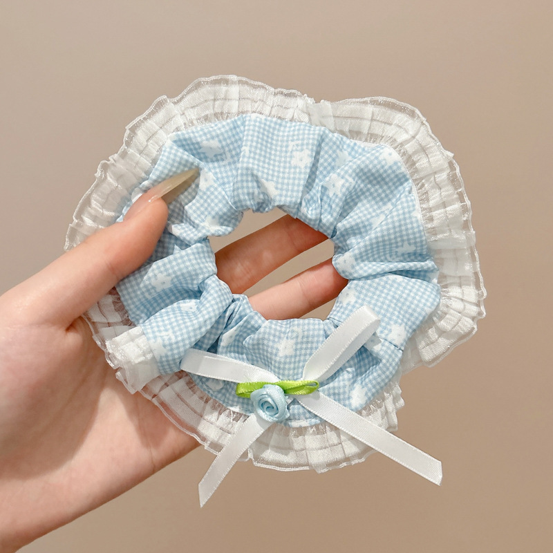 Lazo para el cabello de intestino grueso rayado coreano para mujer, sensación de alto nivel, cuerda para el cabello de cola de caballo, banda de goma para la cabeza para niñas, cuerda para la cabeza de gran tamaño, accesorios para el cabello de flores para la cabeza