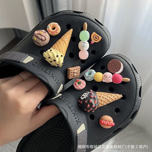 New K-pop celebrity trendy ice cream shoe buckle flower bead chain shoe flower single shoe flower shoe clip detachable