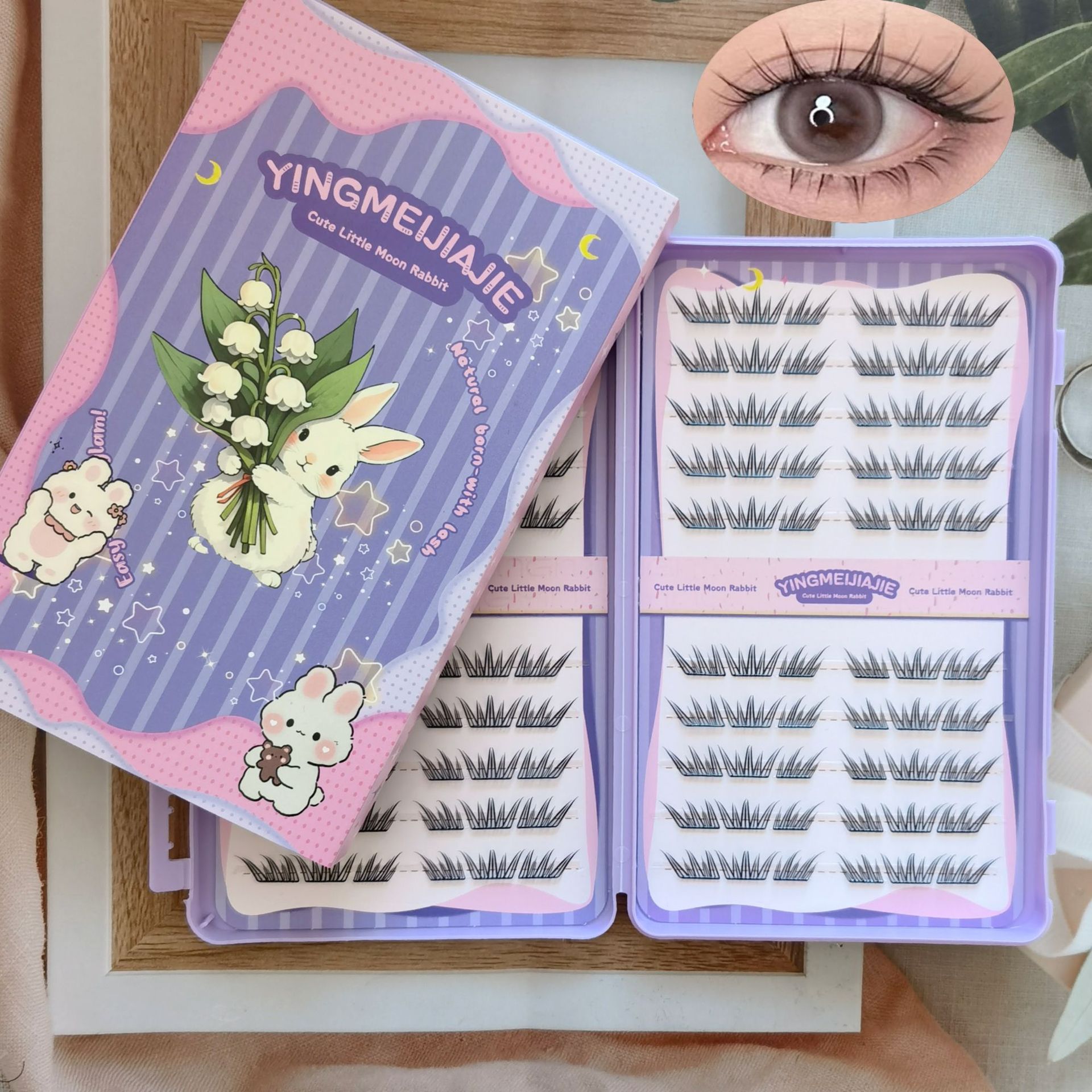 20 filas de paquete de caja de regalo de pestañas falsas transfronterizas, pestañas falsas densas, pestañas falsas sin pegamento.