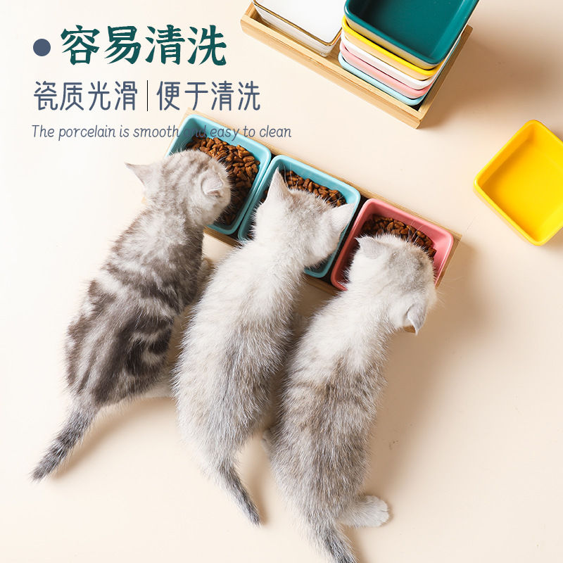The bowl of kittens to eat ceramic double bowl anti -boost kitten…