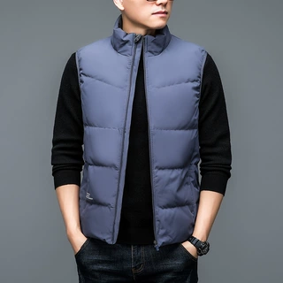白鸭绒马甲男女情侣款羽绒马夹加厚保暖经典立领外套M-8XL大码背