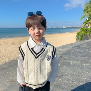 Children's Knitwear Vest Baby Knitwear Spring & Fall Girls Preppy Style Boys Knitwear Vest Small Waistcoat Horse