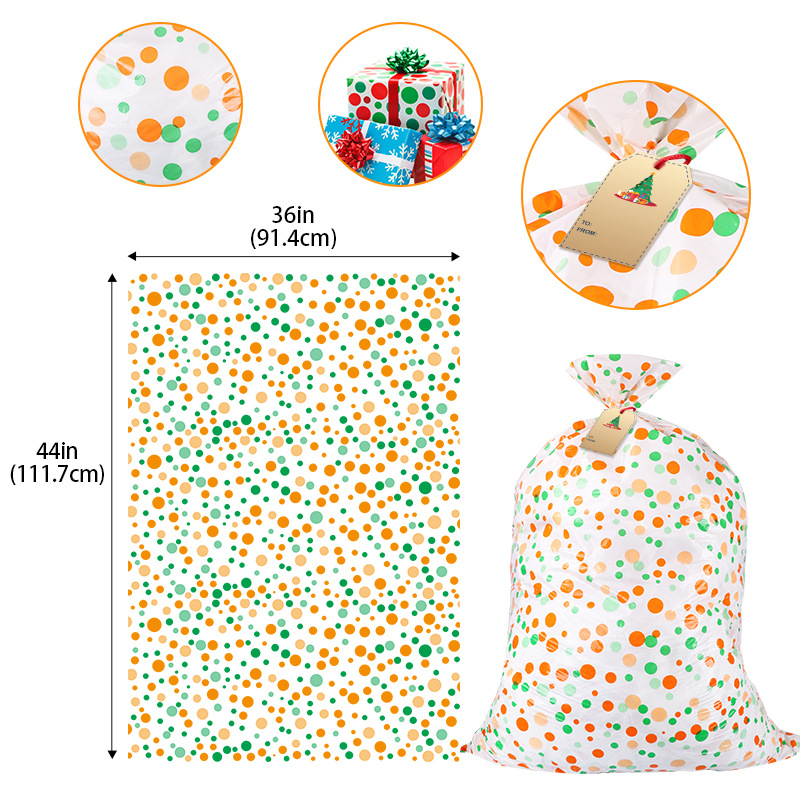 중간 녹색 오렌지 웨이브 선물 가방 3 팩; PE;91.4*111.7cm