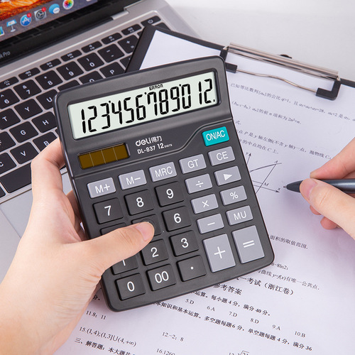 Deli 837 Desktop Calculator Office Accounting Solar Student Use with Voice University Finance Office