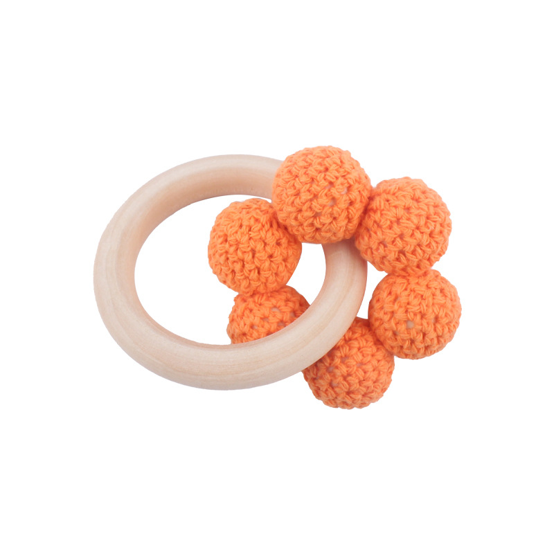 Nuevo bebé suministros Hemu teether pulsera bebé cuentas de lana flor juguete dientes molienda palo AliExpress