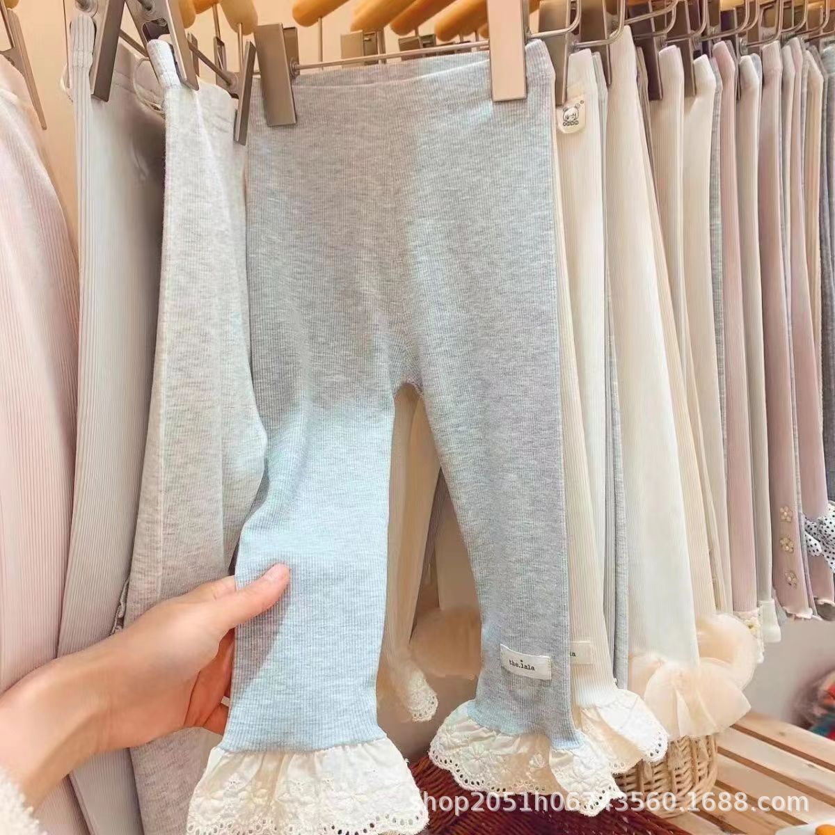 女童打底褲2024春秋新款女寶寶韓版洋氣花邊長褲兒童外穿彈力褲子