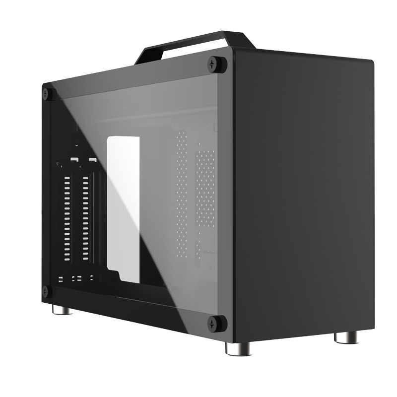 Xinyeda A4 Black Side-Transparent with Handle, C-Port, Thickened Aluminum Outer Cover, Mesh Aluminum Side Panel, Gu7Itx Small Aluminum Case