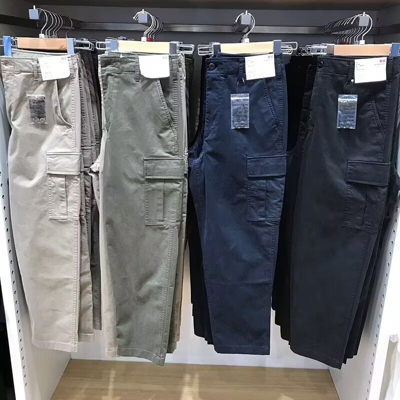 Casual Harajuku Simple Autumn Fashion Unisex Wide-Leg Cargo Pants with Multiple Pockets Jogger Sweatpants Trendy
