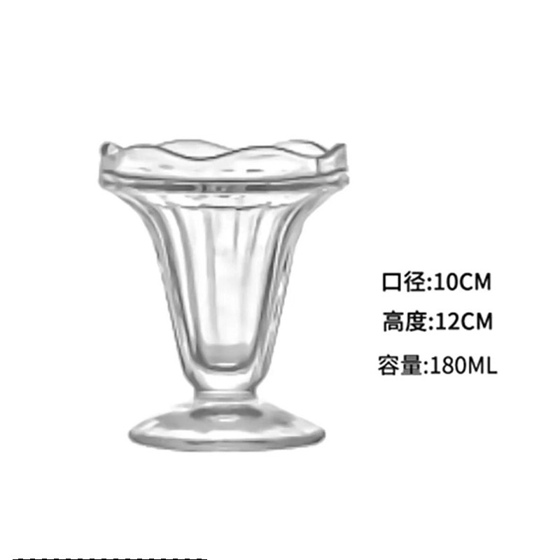 Taza de postre de vidrio alto Taza de pudín de helado Taza de yogur Taza de helado Batido de helado Taza de helado de bebida fría