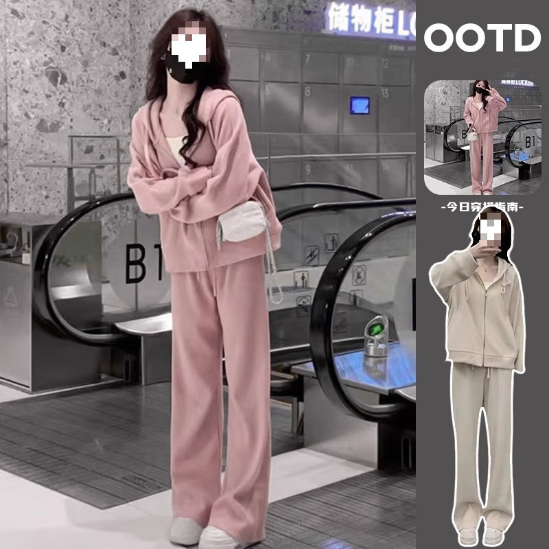 秋季小个子入秋穿搭一整套休闲2025新款时尚减龄卫衣运动套装女士|undefined