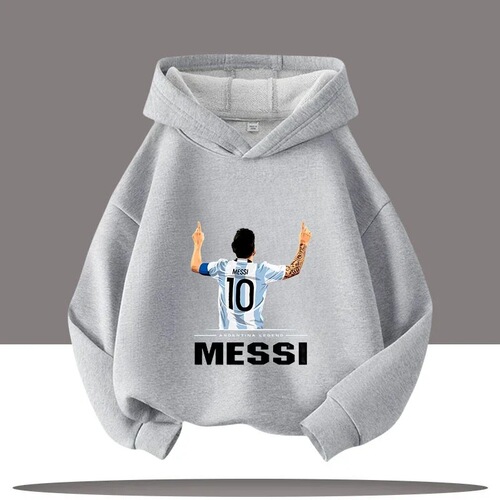 Football star Messi children's hooded sweatshirt boys sportswear cartoon print pullover factory direct sales
