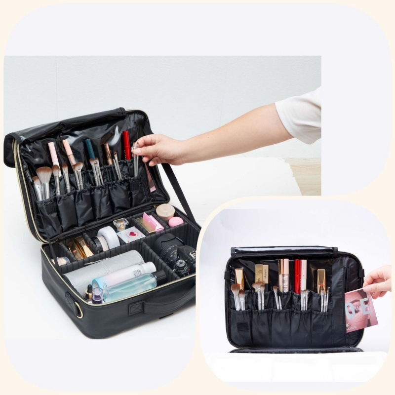 2026 nuevo tipo con lámpara led espejo maquillaje bolsa de maquillaje bolsa de transporte de productos de cuidado de la piel bolsa de maquillaje portátil