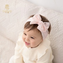 跨境新款婴儿发带发饰蕾丝高级感弹性发饰柔软轻薄蝴蝶结儿童头饰