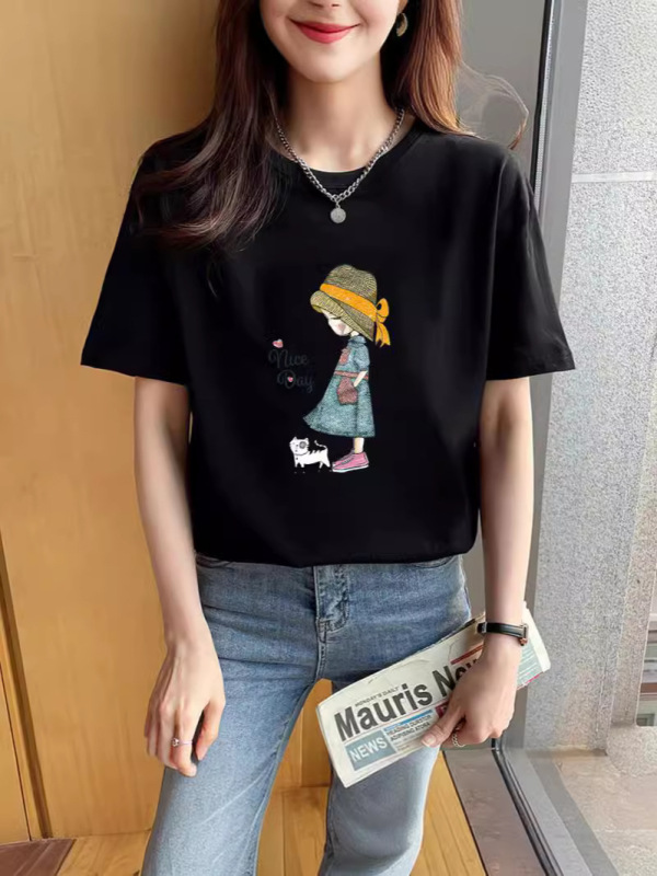 純綿半袖Tシャツ レディース ノースリーブ カジュアルトップス 半袖 夏服 新作 綿100% インナー/アウター|undefined