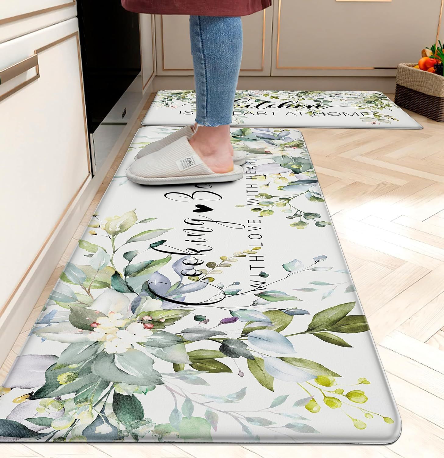 Cross-Border Amazon Creative Abstract Pattern Floor Mats for Home Kitchen Non-Slip Oil-Absorbing and Water-Absorbing Easy-Care Floor Mat Set