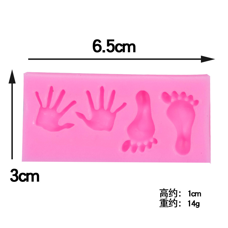 Bebé pequeña Palma pequeñas huellas troyano biberón pacificar boca pie molde de silicona chocolate fondant cake Decoración