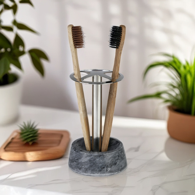 Cepillo de dientes de mármol luz lujo 304 acero inoxidable cepillo de dientes almacenamiento rack baño escritorio cepillo de dientes titular