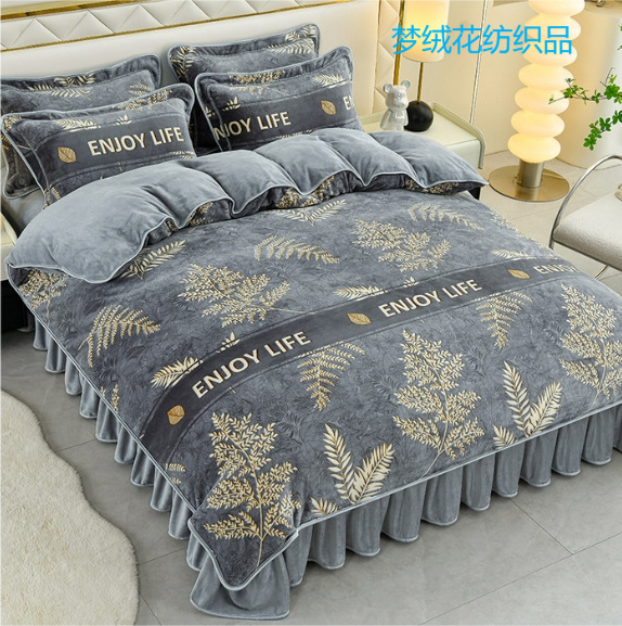 牛奶绒四件套法莱绒三件套金貂绒保暖四件套床单被套礼品套件批发