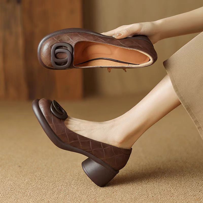 2024 Autum New 5CM Versatile Fashio Soft Sole Retro Chuky Heel Roud Toe Comfortable Shallow Mary Jae Shoes For_vogvips.com