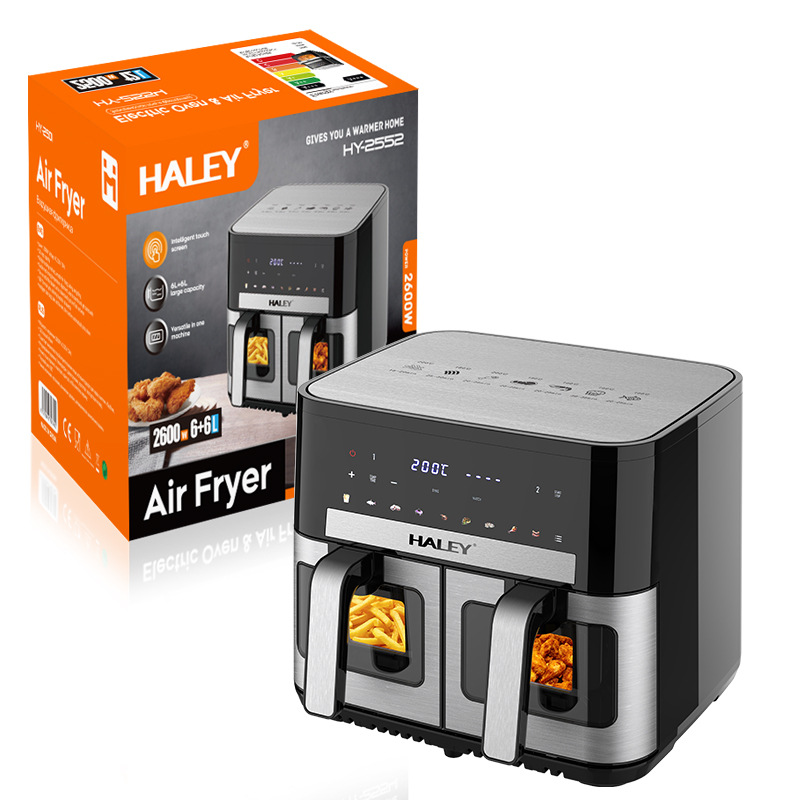 Haley European Air Fryer Double Chamber Large Capacity 9 Liters Visual Multi-Functional Household Smart Air Fryer