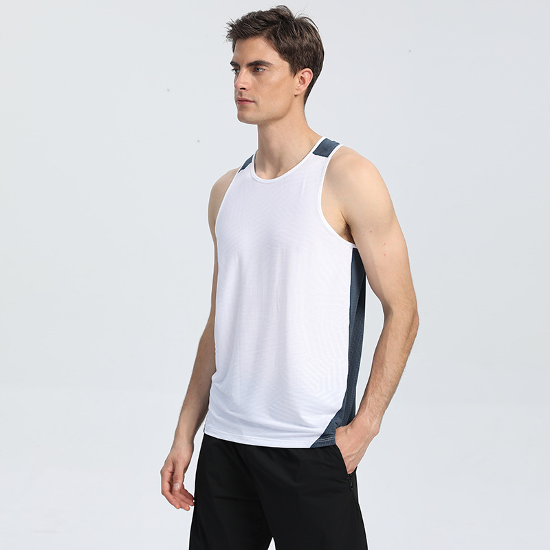 Deportes de los hombres de verano Chaleco de secado rápido sudor-absorbente transpirable correr fitness obstáculo cuello redondo sin mangas Delgado chaleco en stock