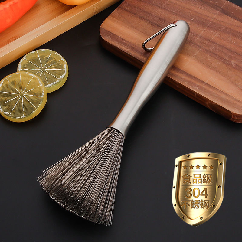 304 stainless steel pot brush kitchen special long handle brush pot artifact washing pot brush brush brush pot steel wire cleaning brush