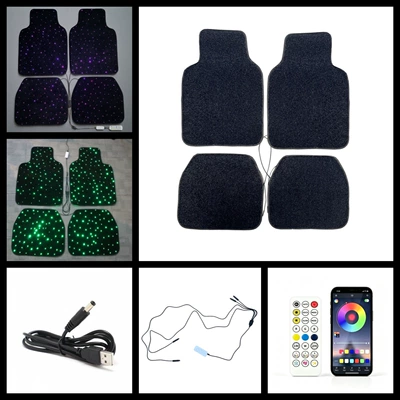 Starlight Fiber Optic car rug mat light (Universal Foot Pad) - universal-rgb-mixed-white-light-voice-control-with-usb-cable-black