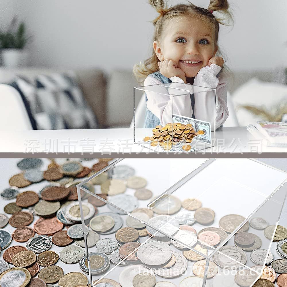 Alcancía hucha adulto hucha acrílico transparente sin abrir banco de dinero de ahorro de moneda tarro