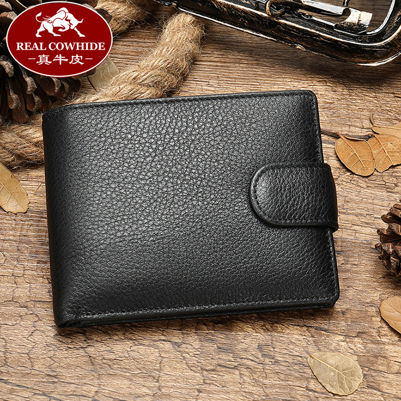 Genuine cow leather men's wallet retro s...