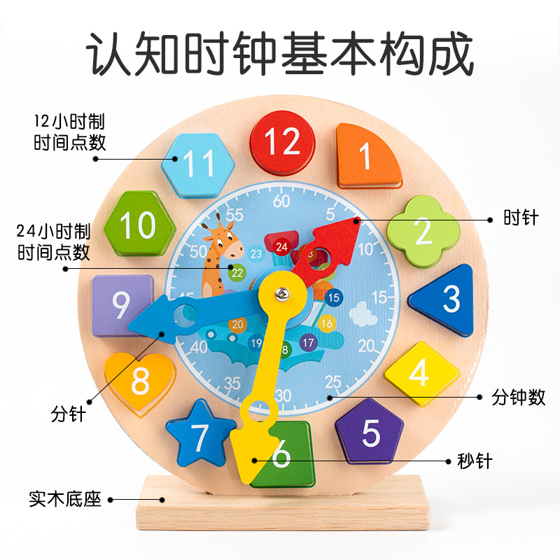 Reloj para niños de 1 a 3 años, modelo cognitivo de tiempo, reloj, juguete, jardín de infantes, material didáctico de reloj digital magnético de madera