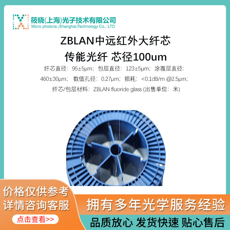 ZBLAN中远红外大纤芯传能光纤 芯径100um