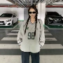 v领同款宽松数字卫衣