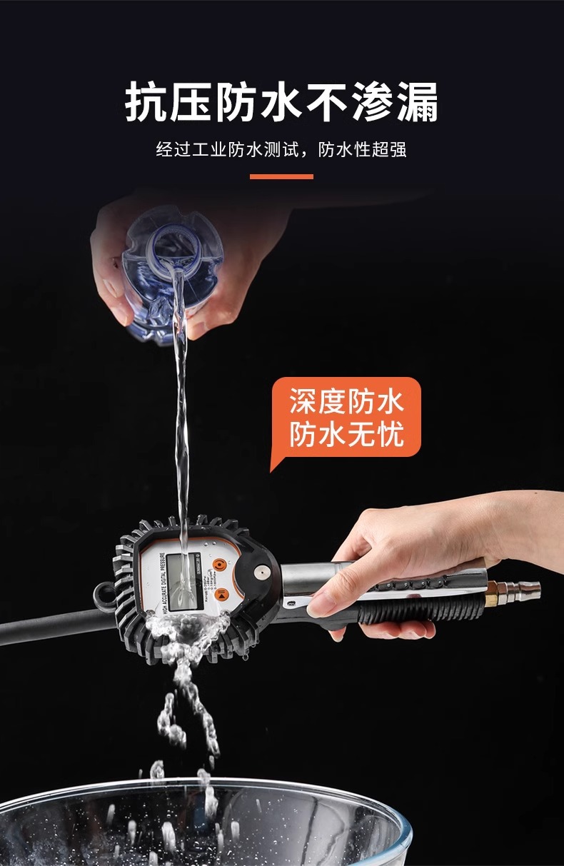 Air Pressure Gauge High-Precision Tire Pressure Gauge with Inflation Head Car Tire Pressure Monitor Counting Display Air Gun Inflator