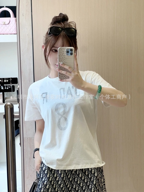 LENGE南油DR25夏デジタル8文字裏面プリントラウンドネック半袖Tシャツレディーストップス万能トレンド|undefined
