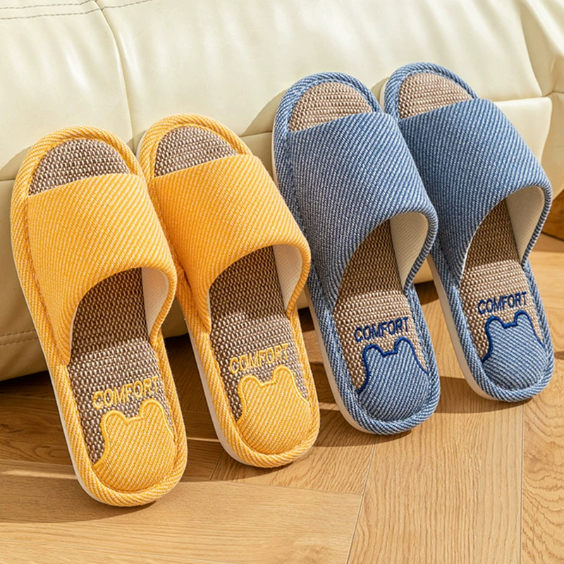 Весенние и осенние льняные тапочки женские четыре сезона в помещении