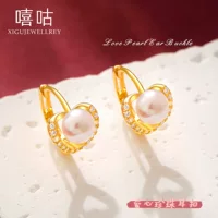 Xigu E1759 S925 серебряные милые жемчужные пряжки для ушей в стиле Chanel микро инкрустированный Цирконом 2024 новый оригинальный